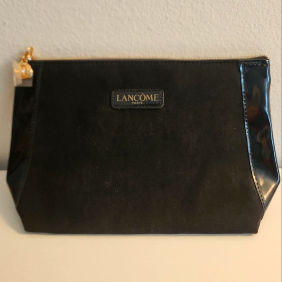 Lancome Handbags - LANCOME Cosmetic Makeup Pouch Bag, Black Suede and patent leather Trousse. NEW